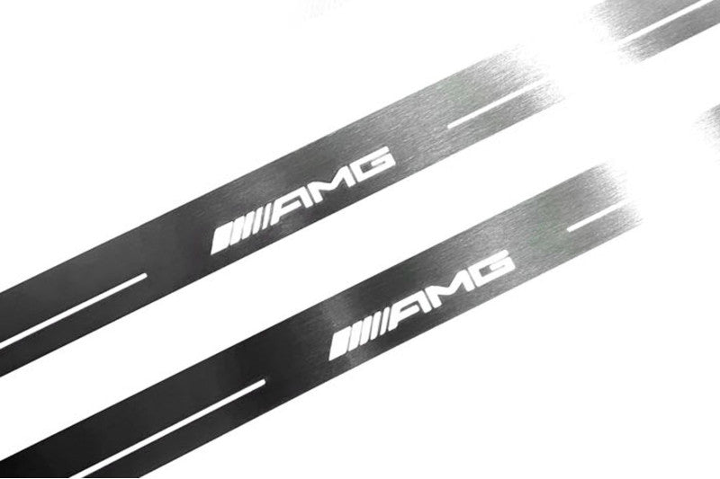 Mercedes C W205 Coupe 2014-2021 Door Sill Led Plate With AMG Logo Mercedes Led Door Sills opdesign