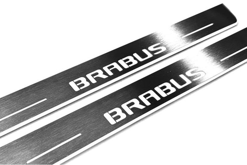 Mercedes C W205 2014-2021 LED Door Sills PRO With Brabus Logo Mercedes Led Door Sills opdesign