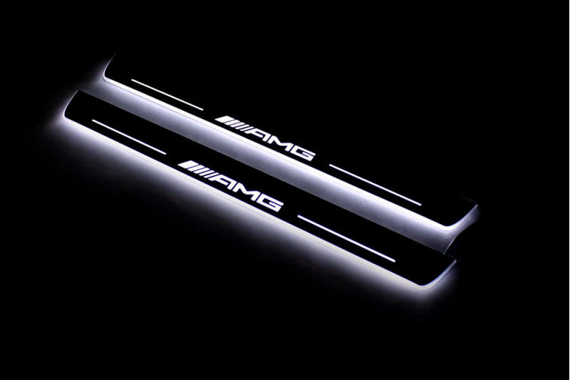 Mercedes A W176 2012-2018 LED Door Sills PRO With AMG Logo Mercedes Led Door Sills opdesign