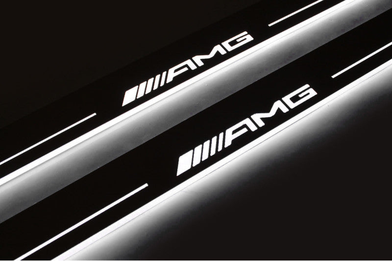 Mercedes CLA-Class II W118 2019+ Door Sill Led Plate With AMG Logo Mercedes Led Door Sills opdesign