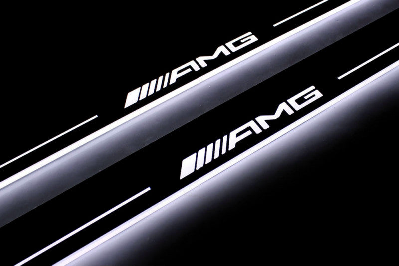 Mercedes A W177 2018+ LED Door Sills PRO With AMG Logo Mercedes Led Door Sills opdesign