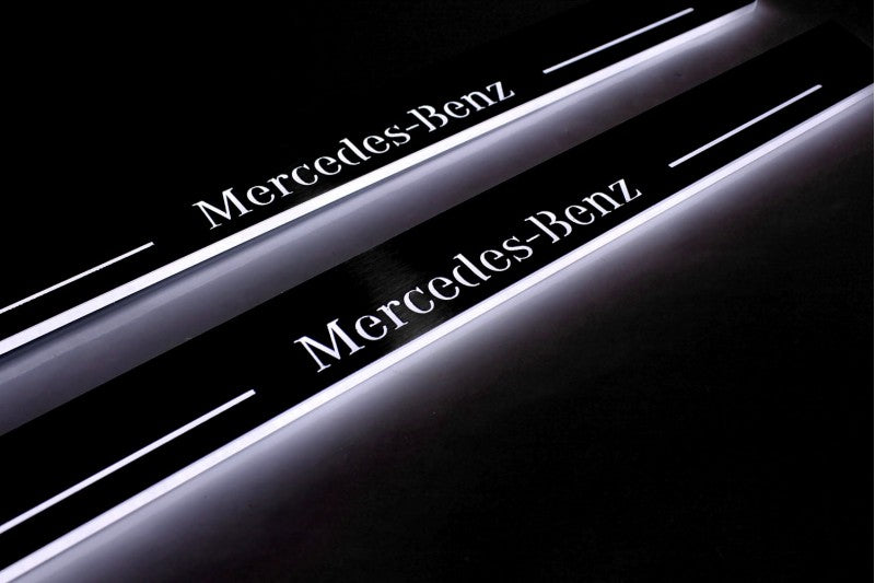 Mercedes C W205 2014+ LED Door Sills PRO With Mercedes-Benz Logo