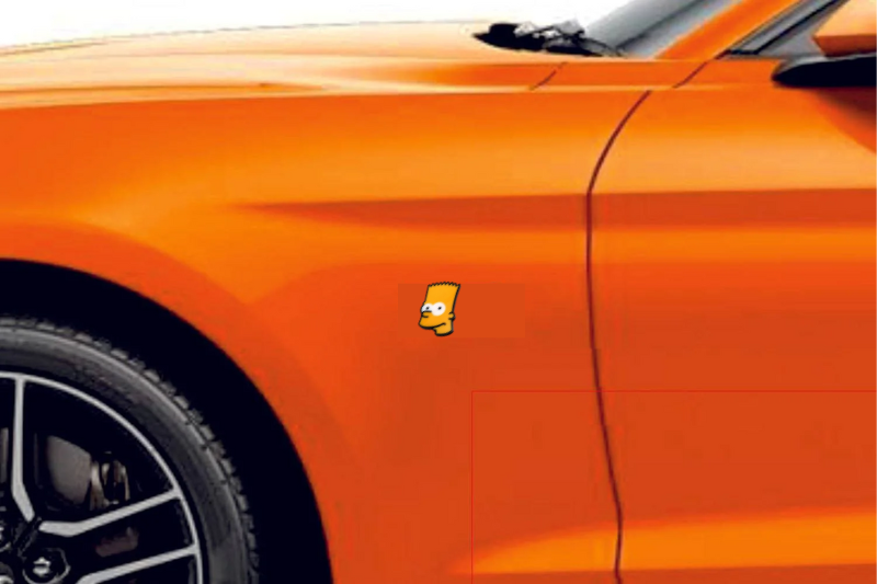 Car emblem badge for fenders with Bart Simpson logo