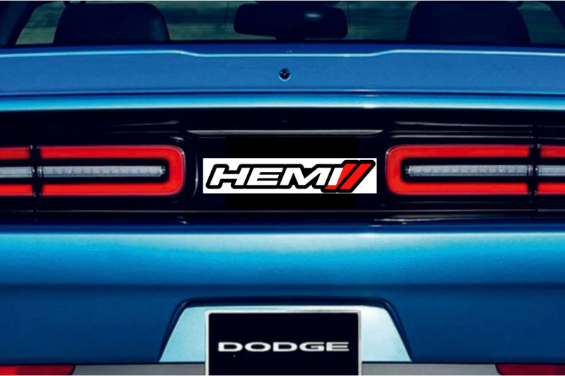 Dodge Challenger trunk rear emblem between tail lights with Hemi + Dodge logo