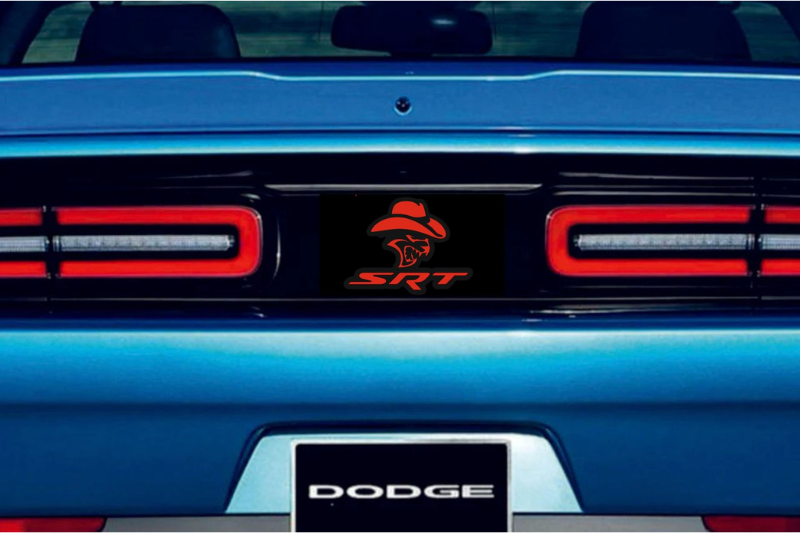 Dodge Challenger trunk rear emblem between tail lights with Cowboy SRT logo