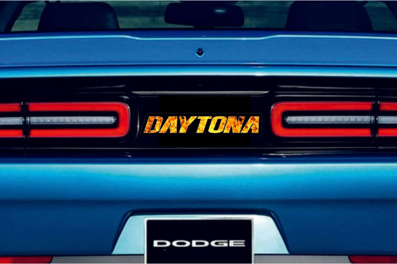Dodge Challenger trunk rear emblem between tail lights with Daytona Fire logo Dodge emblems decoinfabric
