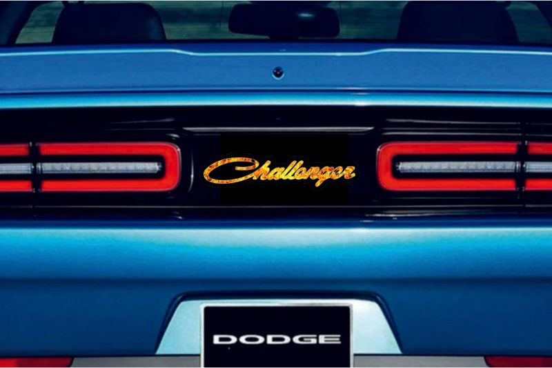 Dodge Challenger trunk rear emblem between tail lights with Challenger Fire logo Dodge emblems decoinfabric