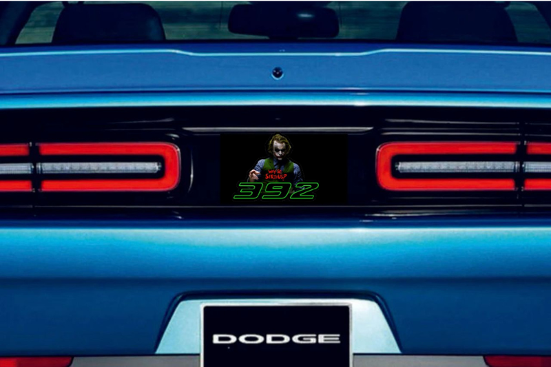 Dodge Challenger trunk rear emblem between tail lights with Joker 392 logo