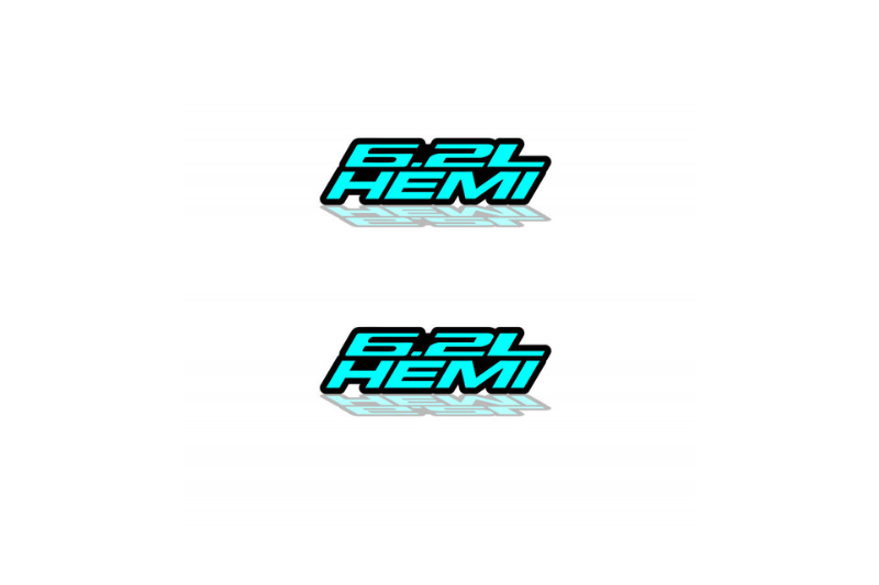 Chrysler Emblem & Badge Set - Grille and Tailgate 6.2L Hemi logo Chrysler emblems decoinfabric LIGHT BLUE