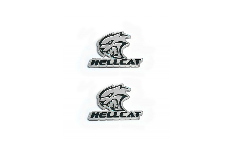 Jeep Emblem & Badge Set - Grille and Tailgate Hellcat + text Hellcat logo Jeep emblems decoinfabric SILVER MIRROR
