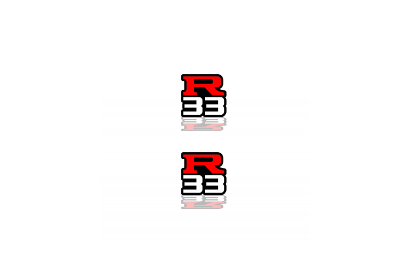 Nissan Skyline Emblem & Badge Set - Grille and Tailgate R33 logo Nissan emblems decoinfabric RED