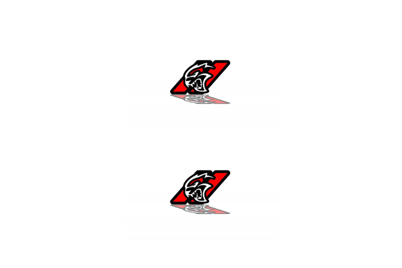 Dodge Emblem & Badge Set - Grille and Tailgate Hellcat + Dodge logo Dodge emblems decoinfabric WHITE