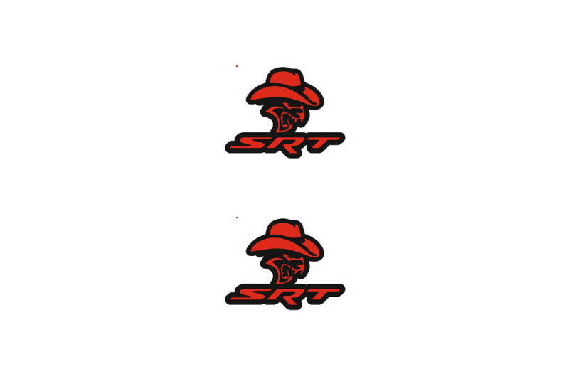 Chrysler Emblem & Badge Set - Grille and Tailgate Cowboy SRT logo Chrysler emblems decoinfabric RED