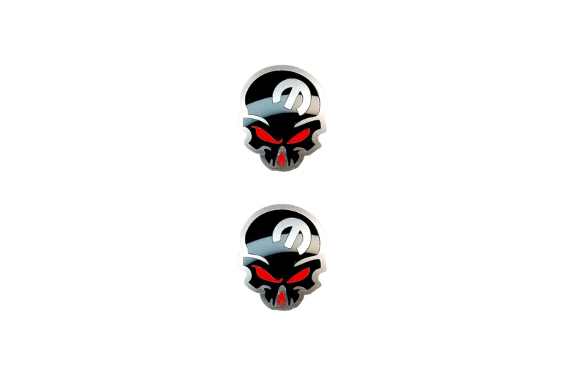 Jeep Stainless Steel Emblem & Badge Set - Grille and Tailgate Mopar Skull logo (Type 3) Jeep emblems decoinfabric