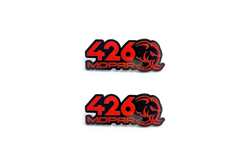 Dodge Emblem & Badge Set - Grille and Tailgate 426 Mopar Hellephant logo Dodge emblems decoinfabric RED