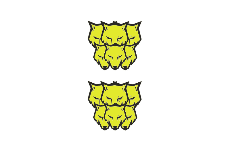 Ford Mustang Emblem & Badge Set - Grille and Tailgate Coyote logo (type 14) Ford emblems decoinfabric YELLOW