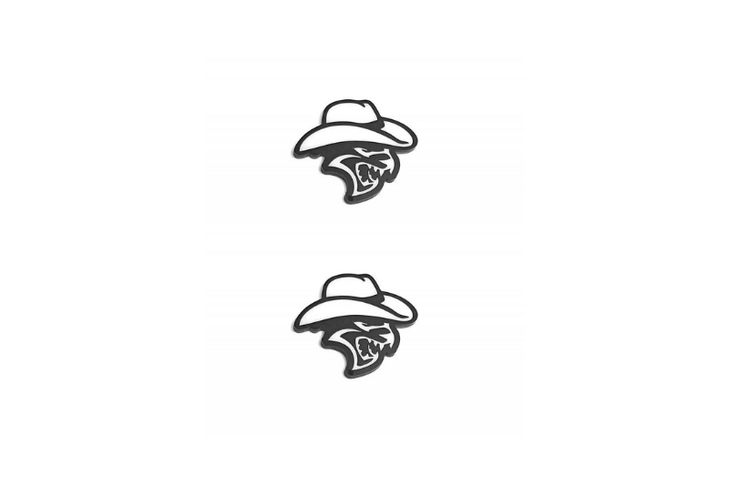 Chrysler Emblem & Badge Set - Grille and Tailgate Hellcat Cowboy logo Chrysler emblems decoinfabric WHITE