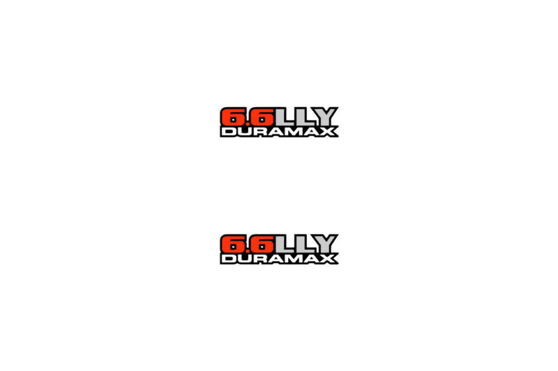 GMC Emblem & Badge Set - Grille and Tailgate Duramax 6.6LLY logo GMC emblems decoinfabric WHITE