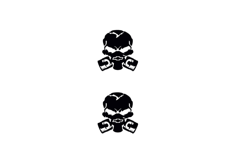 Chevrolet Emblem & Badge Set - Grille and Tailgate Chevrolet Piston Gas Mask logo Chevrolet emblems decoinfabric BLACK
