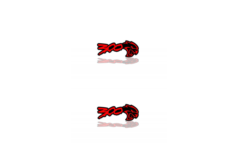 Chrysler 300C II Emblem & Badge Set - Grille and Tailgate 300 + Hellcat logo (Type 2) Chrysler emblems decoinfabric RED