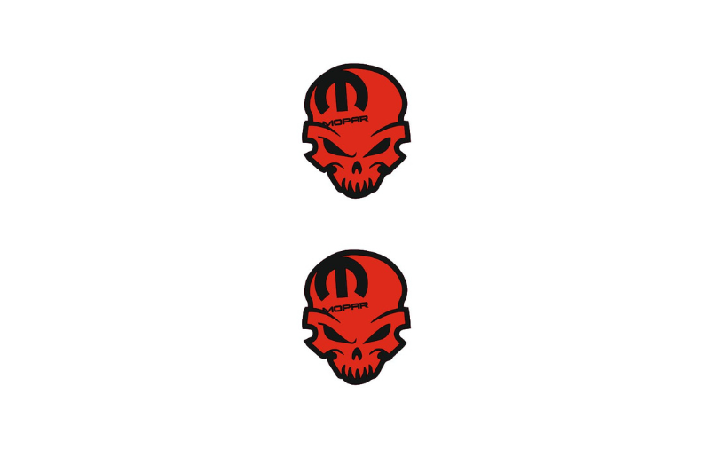 Jeep Emblem & Badge Set - Grille and Tailgate Mopar Skull logo (Type 9) Jeep emblems decoinfabric RED