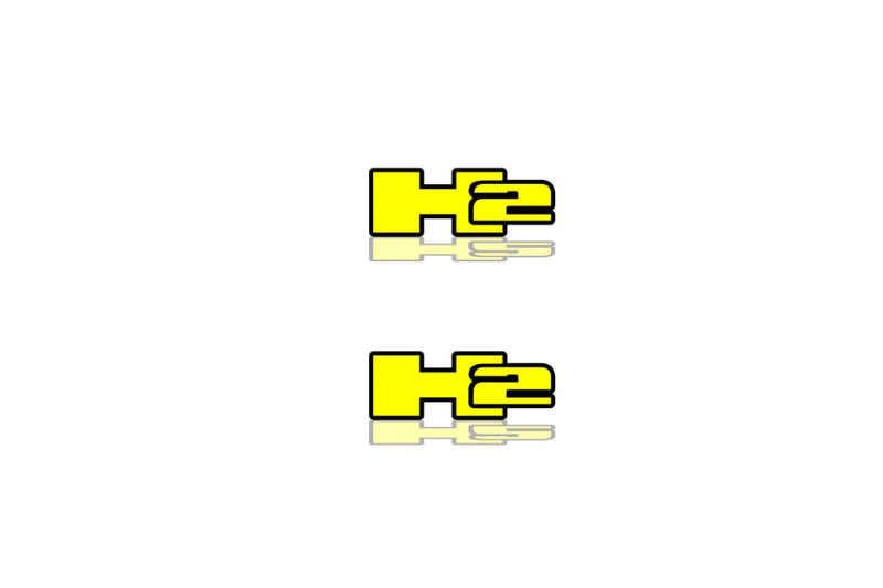 Hummer Emblem & Badge Set - Grille and Tailgate H2 logo Hummer emblems decoinfabric YELLOW