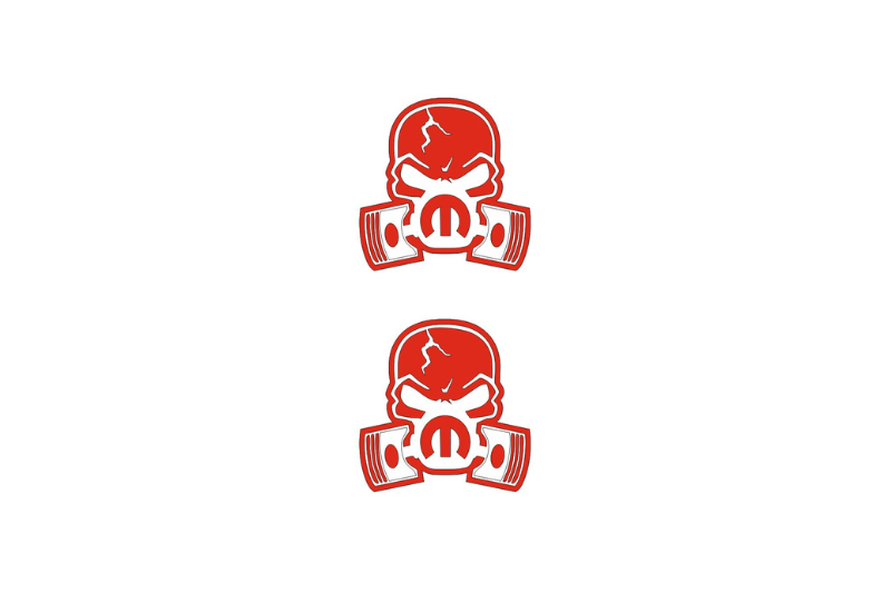 Chrysler Emblem & Badge Set - Grille and Tailgate Mopar Piston Gas Mask logo Chrysler emblems decoinfabric RED