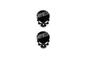 Chevrolet Emblem & Badge Set - Grille and Tailgate Shevy S10 Skull logo Chevrolet emblems decoinfabric BLACK