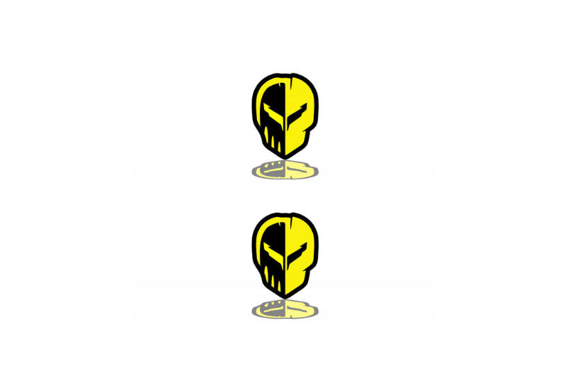 Chevrolet Emblem & Badge Set - Grille and Tailgate Jake Skull logo Chevrolet emblems decoinfabric YELLOW