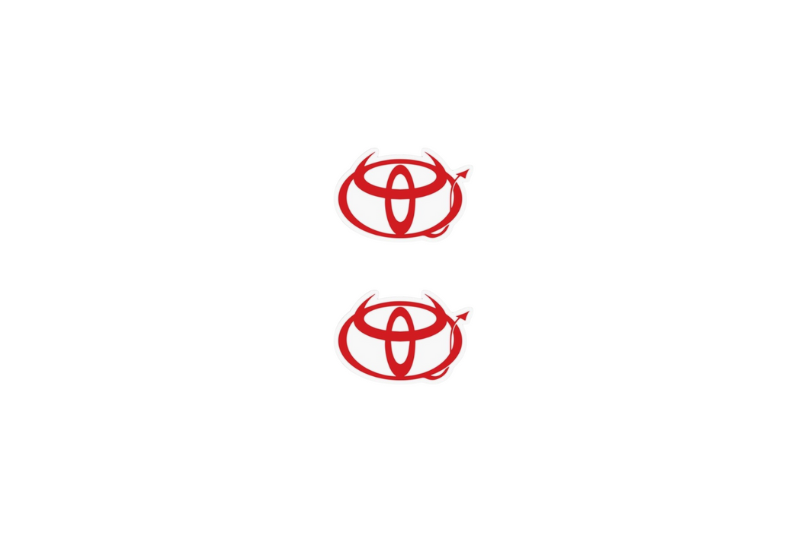 Toyota Emblem & Badge Set - Grille and Tailgate Evil TRD logo Toyota emblems decoinfabric RED