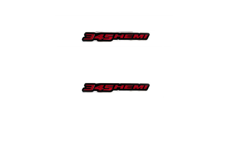 Chrysler Emblem & Badge Set - Grille and Tailgate 345HEMI logo Chrysler emblems decoinfabric RED