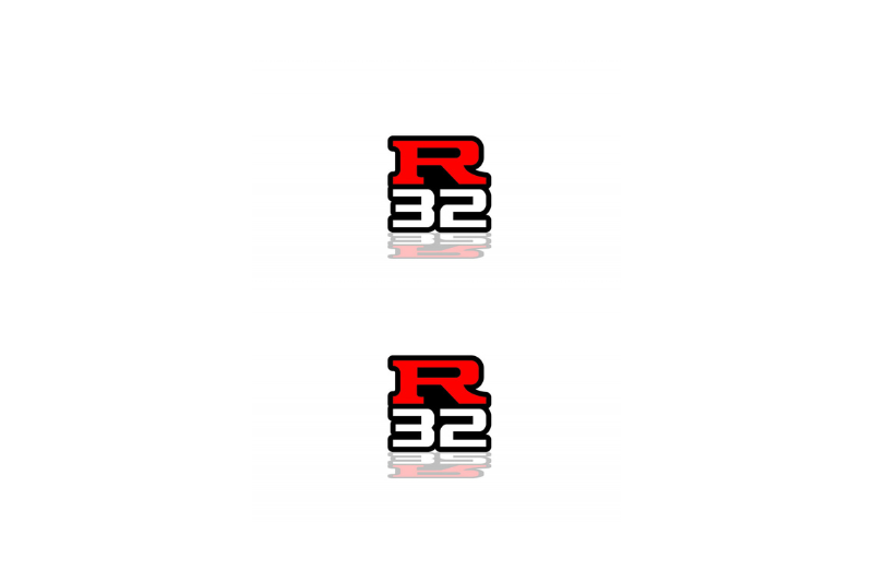 Nissan Skyline Emblem & Badge Set - Grille and Tailgate R32 logo Nissan emblems decoinfabric RED