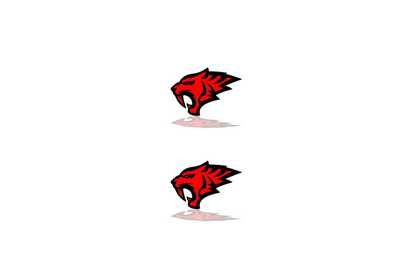 Dodge Emblem & Badge Set - Grille and Tailgate HellTiger logo Dodge emblems decoinfabric RED