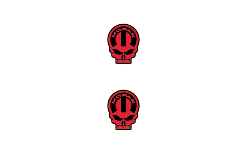 Jeep Emblem & Badge Set - Grille and Tailgate Mopar Skull logo (Type 13) Jeep emblems decoinfabric RED