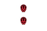 Jeep Emblem & Badge Set - Grille and Tailgate Mopar Skull logo (Type 13) Jeep emblems decoinfabric RED