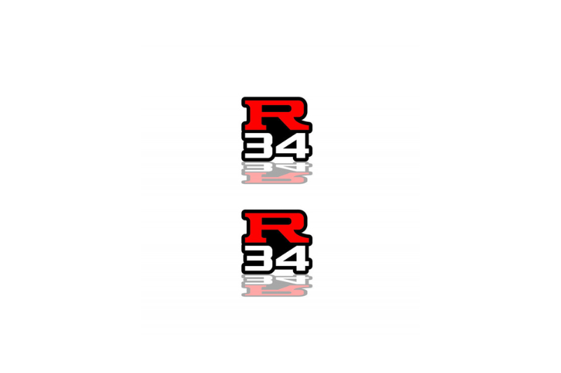 Nissan Skyline Emblem & Badge Set - Grille and Tailgate R34 logo Nissan emblems decoinfabric RED