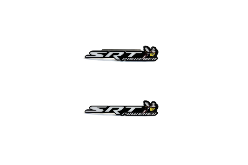 Dodge Emblem & Badge Set - Grille and Tailgate SRT Powered + Scat Pack logo Dodge emblems decoinfabric WHITE