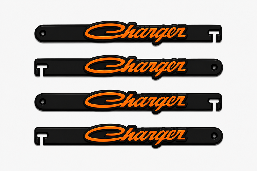 Custom Car Show Door Props Charger Logo Stainless Steel
