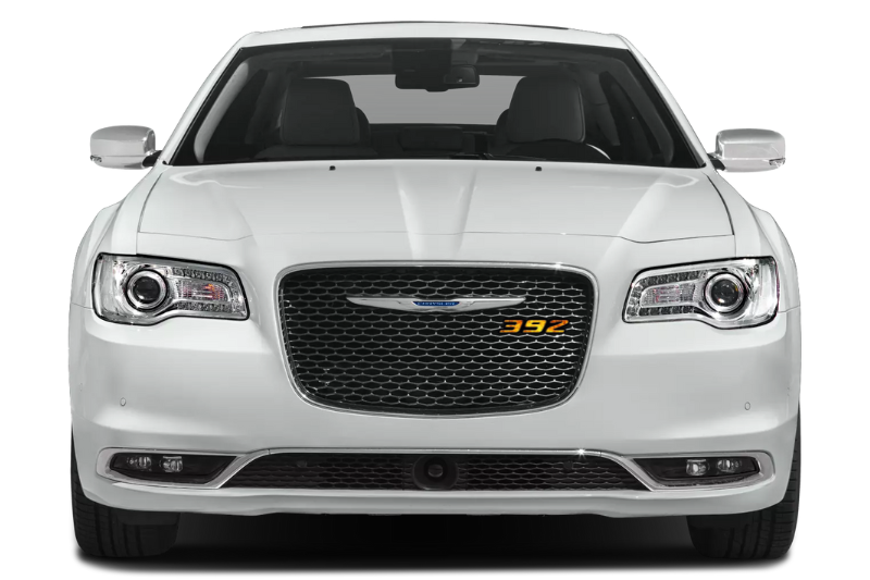 Chrysler Emblem & Badge Set - Grille and Tailgate 392 Fire logo Chrysler emblems decoinfabric BLACK FRAME+FIRE LOGO