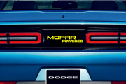 Dodge Challenger trunk rear emblem between tail lights with Mopar Powered logo Dodge emblems decoinfabric