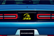 Dodge Challenger trunk rear emblem between tail lights with Reaper 345 logo Dodge emblems decoinfabric