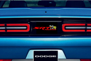 Dodge Challenger trunk rear emblem between tail lights with SRT Powered + Scat Pack logo (Type 2) Dodge emblems decoinfabric