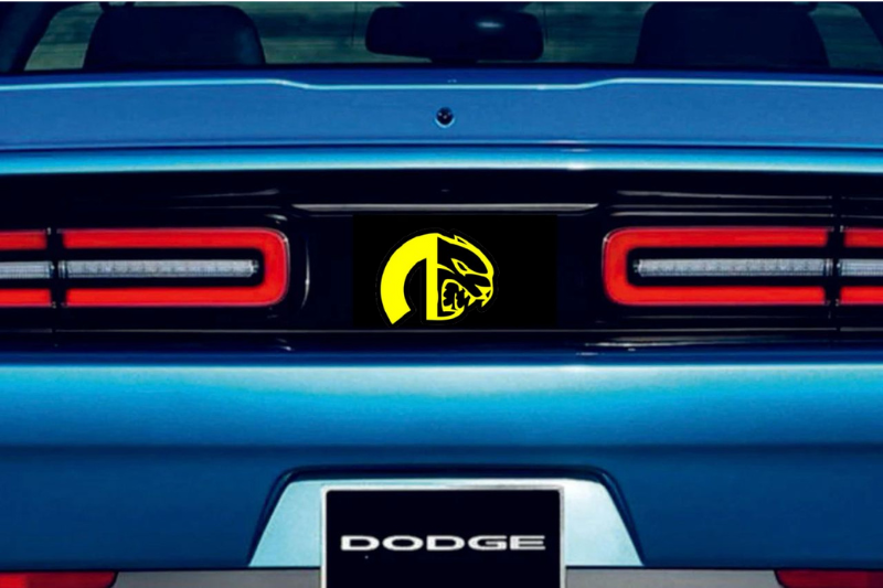 Dodge Challenger trunk rear emblem between tail lights with Mopar Hellcat logo (Type 3) Dodge emblems decoinfabric