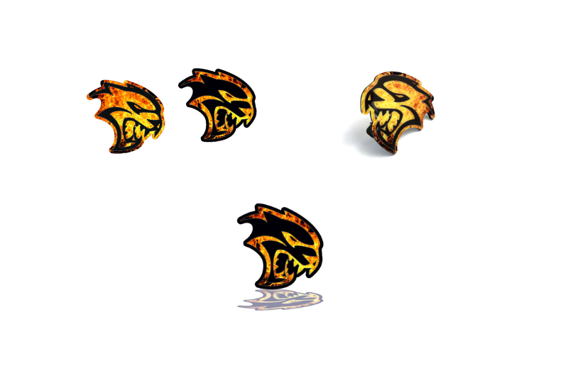 Dodge Emblem & Badges set with Hellcat Fire logo Dodge emblems decoinfabric