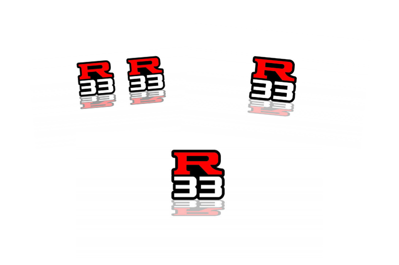 Nissan Skyline Emblem & Badges set with R33 logo Nissan emblems decoinfabric