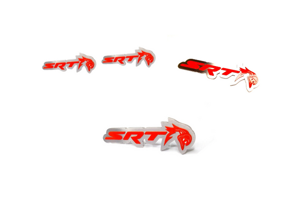 Jeep Stainless Steel Emblem & Badges set with SRT Trackhawk logo