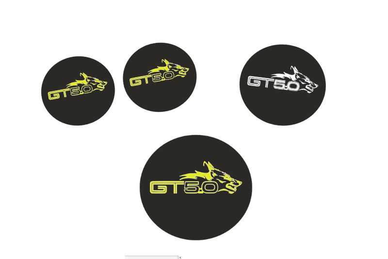 Ford Mustang Emblem & Badges set with GT 5.0 Coyote logo (Type 3) Ford emblems decoinfabric