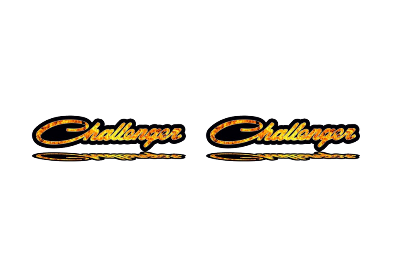 Dodge Challenger emblem for fenders with Challenger Fire logo Dodge emblems decoinfabric BLACK FRAME+FIRE LOGO