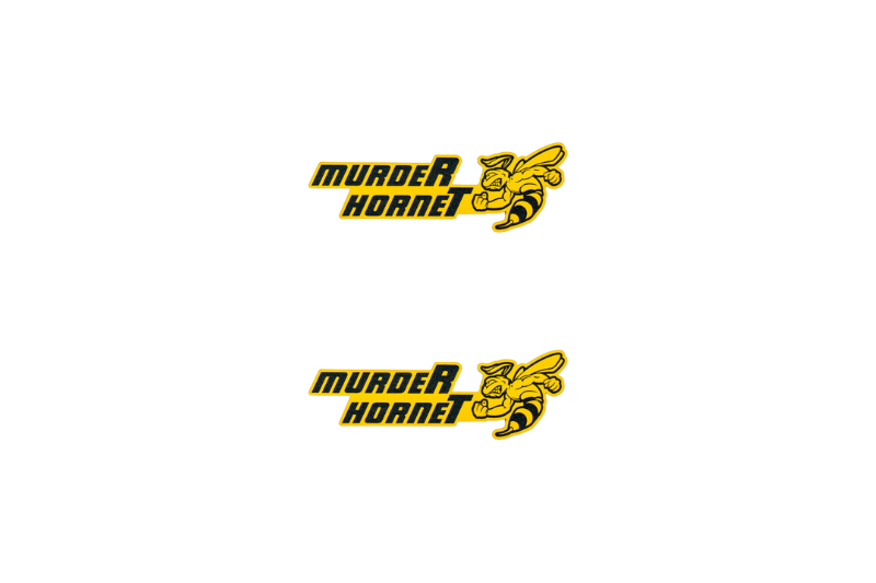 Dodge Emblem & Badge Set - Grille and Tailgate murdeR horneT logo Dodge emblems decoinfabric YELLOW