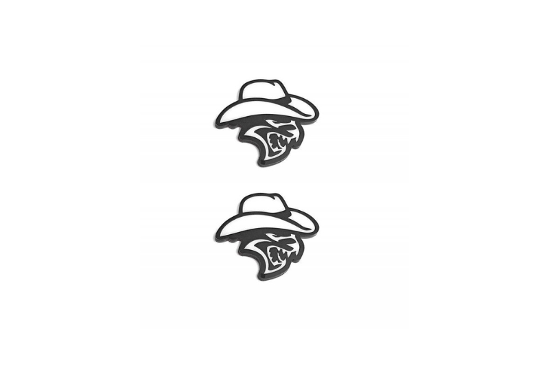 Dodge Emblem & Badge Set - Grille and Tailgate Hellcat Cowboy logo Dodge emblems decoinfabric WHITE